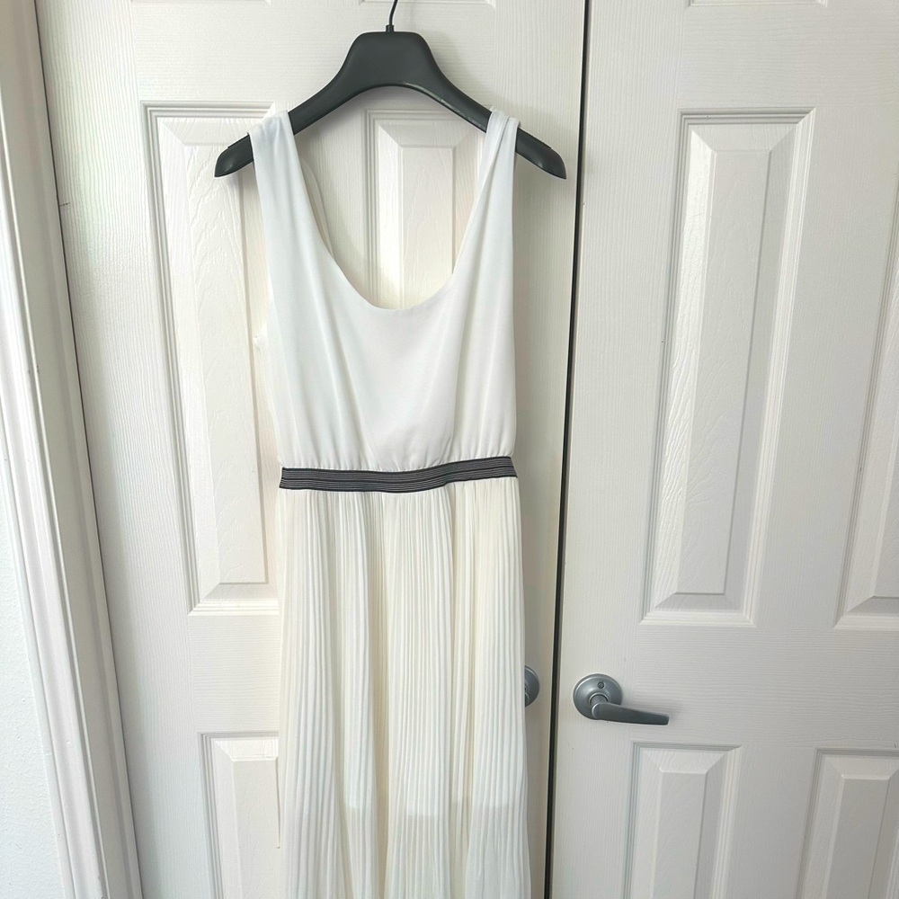 Gorgeous White Maxi Boating Dress with Pleating Detail